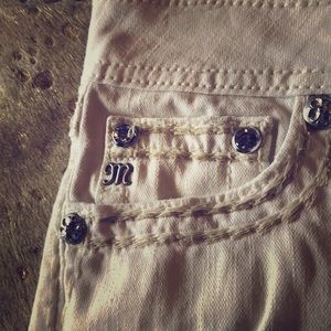 White denim miss me shorts